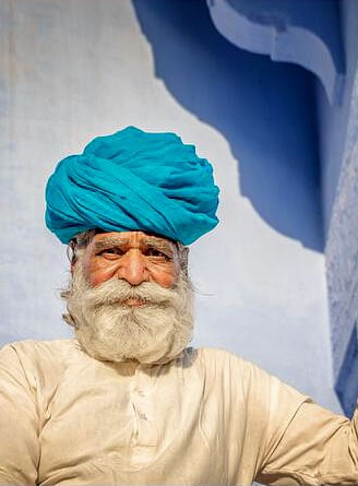 Portaut of a man with turban, Blue City, Jodhpur, Rajasthan