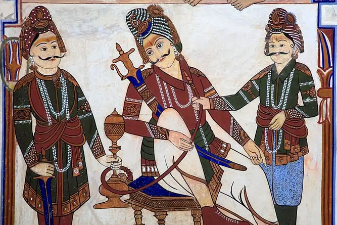 Murals, Dr. Ramnath A. Podar Haveli Museum, Nawalgarh, Shekhawati, India